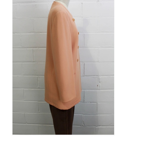 90s Giorgio Armani Peach Wool Blazer Jacket, EU 42 Excellent Vintage Condition - Picture 4 of 8